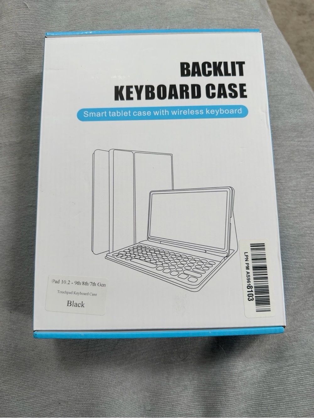iPad 10.2” 7th/8th/9th Gen Backlit BT Keyboard Case w/ Touchpad & Rotating Stand